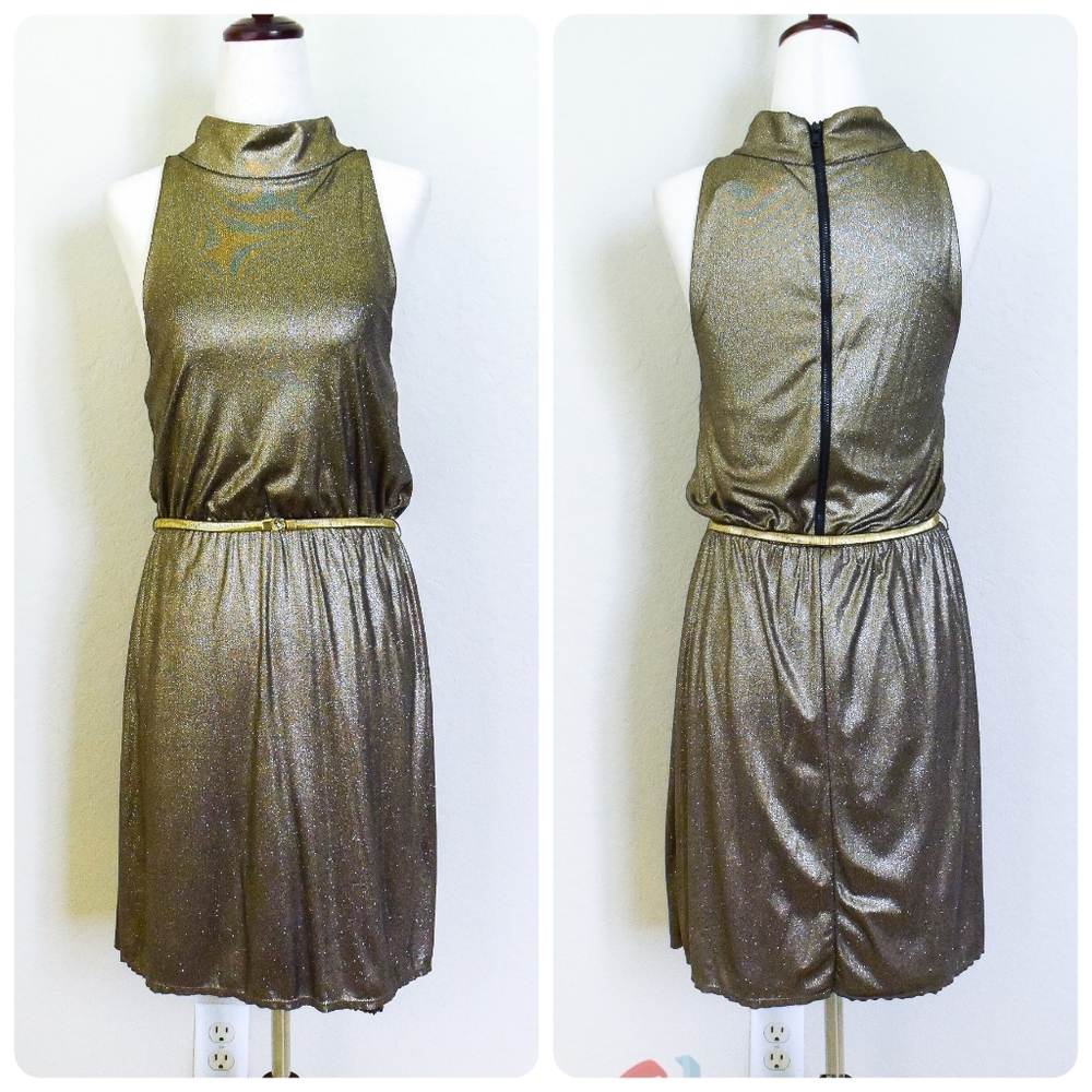 ✨️ *Alice & Olivia* Bronze Beauty Metallic Belted Dress